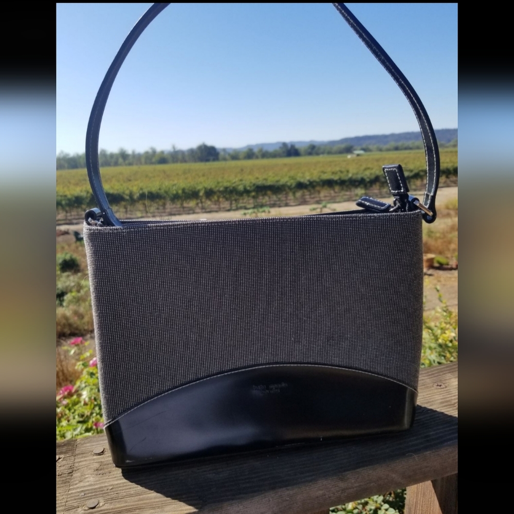 Kate Spade Black and grey fabric and leather shoulder bag/purse small size